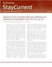 Supreme Court to Decide If Business Methods and Software Are Patentable Under 35 U.S.C. § 101