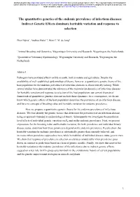 The Quantitative Genetics of the Endemic Prevalence of Infectious Diseases: Indirect Genetic Effects Dominate Heritable Variation and Response to Selection