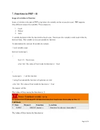7. Functions in PHP – II