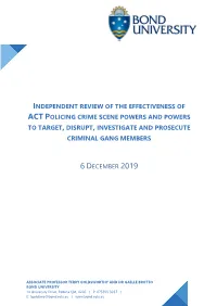 Independent Review of the Effectiveness of ACT Police Powers