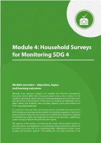 Module 4: Household Surveys for Monitoring SDG 4