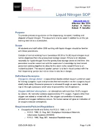 CBS SOP: Liquid Nitrogen AODA
