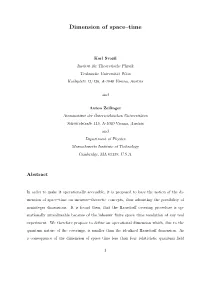 Dimension of Space–Time