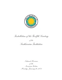 Installation of the Twelfth Secretary Smithsonian Institution