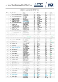 Second Amended Entry List