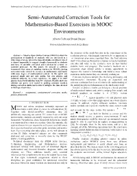 Semi-Automated Correction Tools for Mathematics-Based Exercises in MOOC Environments