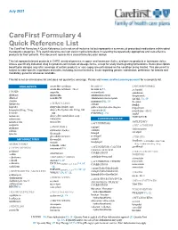 Carefirst Formulary 4 Quick Reference List