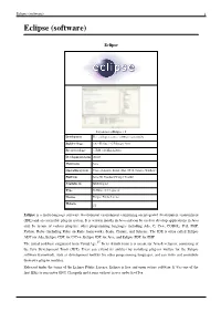 Eclipse (Software) 1 Eclipse (Software)