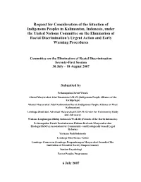 Request for Consideration of the Situation of Indigenous Peoples In