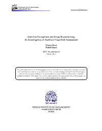 Selective Perceptions and Group Brainstorming: an Investigation of Auditors’ Fraud Risk Assessment