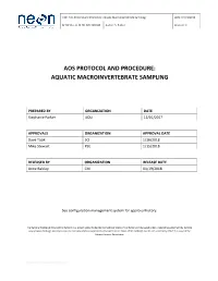 Aquatic Macroinvertebrate Sampling Date: 01/19/2018