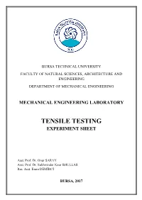Tensile Testing Experiment Sheet