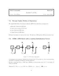 2.7.05 7.1 Stream Cipher Modes Of