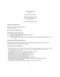 CURRICULUM VITAE August, 2015 RANDOLPH M. SIVERSON Department of Political Science University of California, Davis Davis, CA