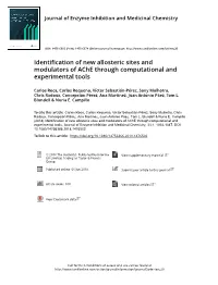 Identification of New Allosteric Sites and Modulators of Ache Through Computational and Experimental Tools