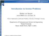 Introduction to Inverse Problems