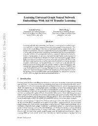 Learning Universal Graph Neural Network Embeddings with Aid of Transfer Learning