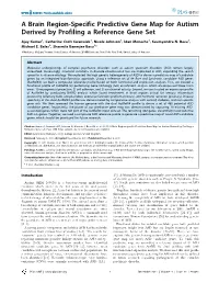 A Brain Region-Specific Predictive Gene Map for Autism Derived by Profiling a Reference Gene Set