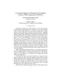 A Content Analysis of Persuasion Techniques Used on White Supremacist Websites