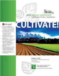 Final Program: the 2010 Annual Conference Final Program Is Printed on Roland Opaque50 Smooth Bright White 70# and Contains FSC Certified 50% Post-Consumer Fiber