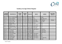 Hackney Carriage Vehicle Register