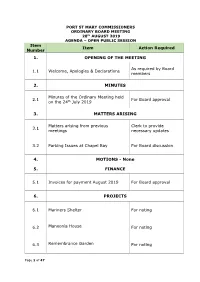 Item Number Item Action Required 1