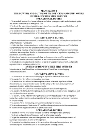 Manual No-2 the Powers and Duties of Its Officers and Employees Duties of Chief Fire Officer Operational Duties 1
