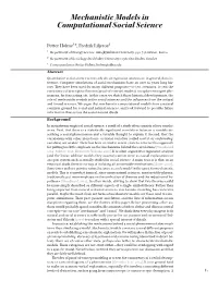 Mechanistic Models in Computational Social Science