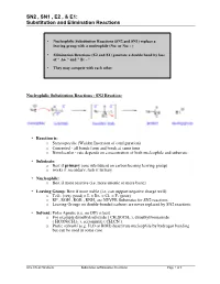 SN2 , SN1 , E2 , & E1: Substitution and Elimination Reactions