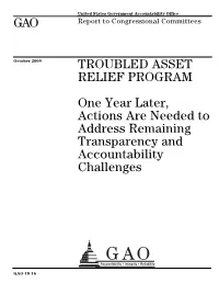 GAO-10-16 Troubled Asset Relief Program