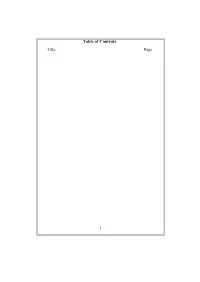 Table of Contents Title Page