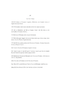 Curriculum Vitae of the Applicant