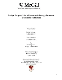 Design Proposal for a Renewable Energy Powered Desalination System
