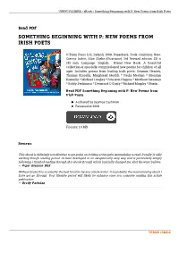 Get PDF ~ Something Beginning with P: New Poems from Irish Poets
