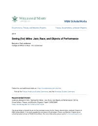 Seeing (For) Miles: Jazz, Race, and Objects of Performance