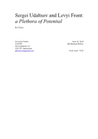 Sergei Udaltsov and Levyi Front: a Plethora of Potential