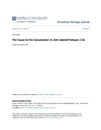 The Cause for the Canonization of John Gabriel Perboyre, C.M