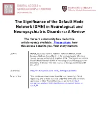 The Significance of the Default Mode Network (DMN) in Neurological and Neuropsychiatric Disorders: a Review