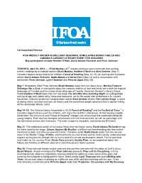 14 May IFOA Weekly Press Release