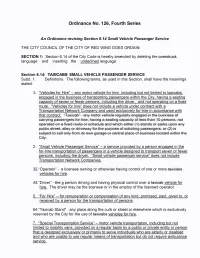 An Ordinance Revising Section 6.14 Small Vehicle Passenger Service