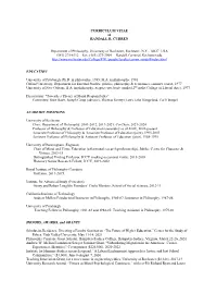 CURRICULUM VITAE of RANDALL R