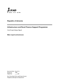 Republic of Armenia Infrastructure and Rural Finance Support Programme Final Project Design Report Main Report