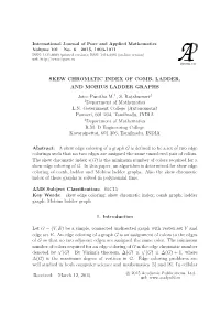 SKEW CHROMATIC INDEX of COMB, LADDER, and MOBIUS LADDER GRAPHS Joice Punitha M.1, S