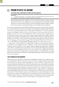 From Plato to Adam the Biblical Exegesis of Walter Benjamin