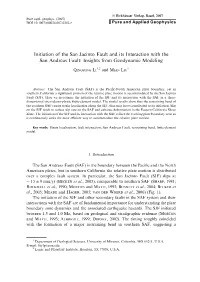 Initiation of the San Jacinto Fault and Its Interaction with the San Andreas Fault: Insights from Geodynamic Modeling
