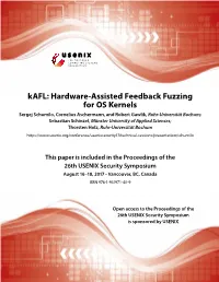 Kafl: Hardware-Assisted Feedback Fuzzing for OS Kernels