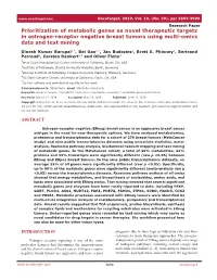 Prioritization of Metabolic Genes As Novel Therapeutic Targets in Estrogen-Receptor Negative Breast Tumors Using Multi-Omics Data and Text Mining