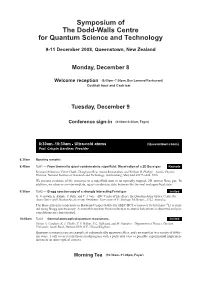 Symposium of the Dodd-Walls Centre for Quantum Science and Technology