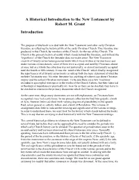 A Historical Introduction to the New Testament by Robert M