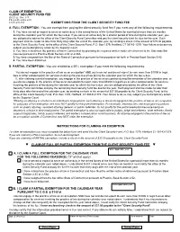 Claim of Exemption -Client Security Fund